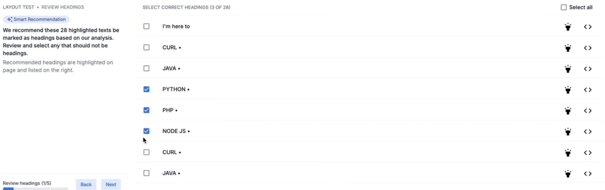 Select the form to test