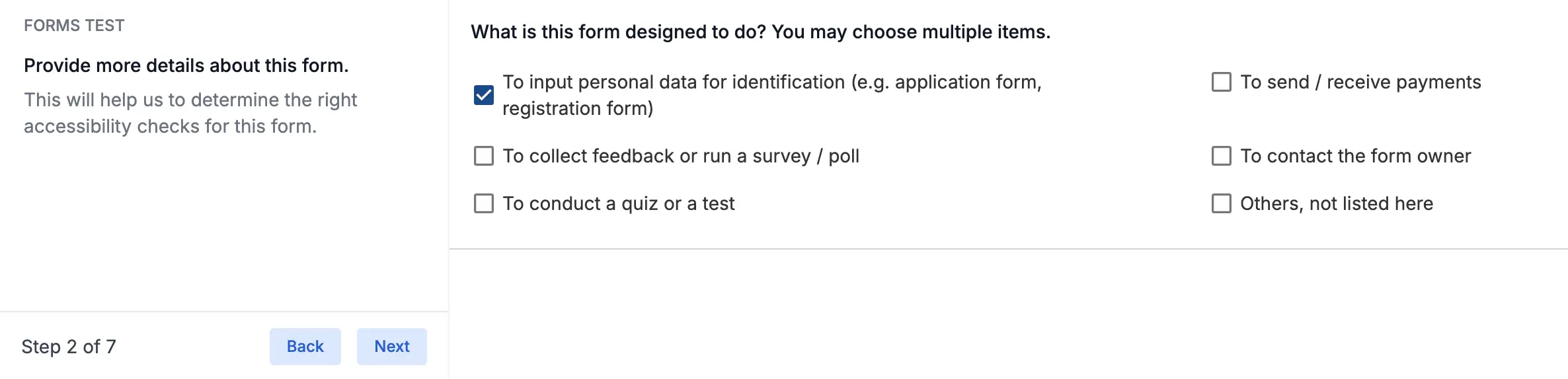 Select the type of form
