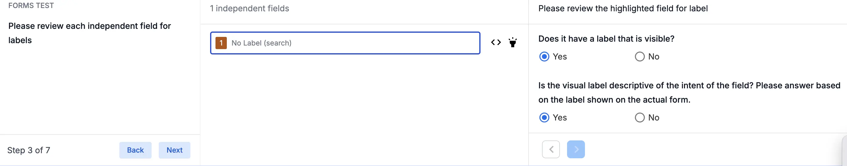 Select fields that need to be tested