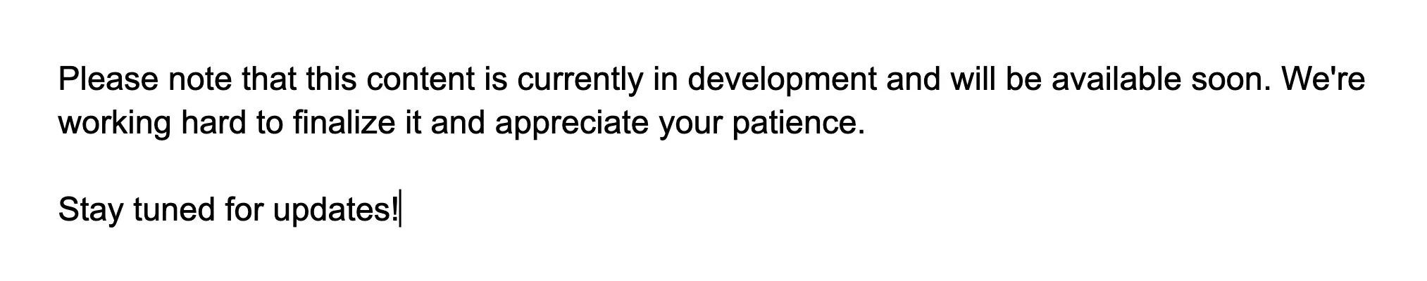 Content in development