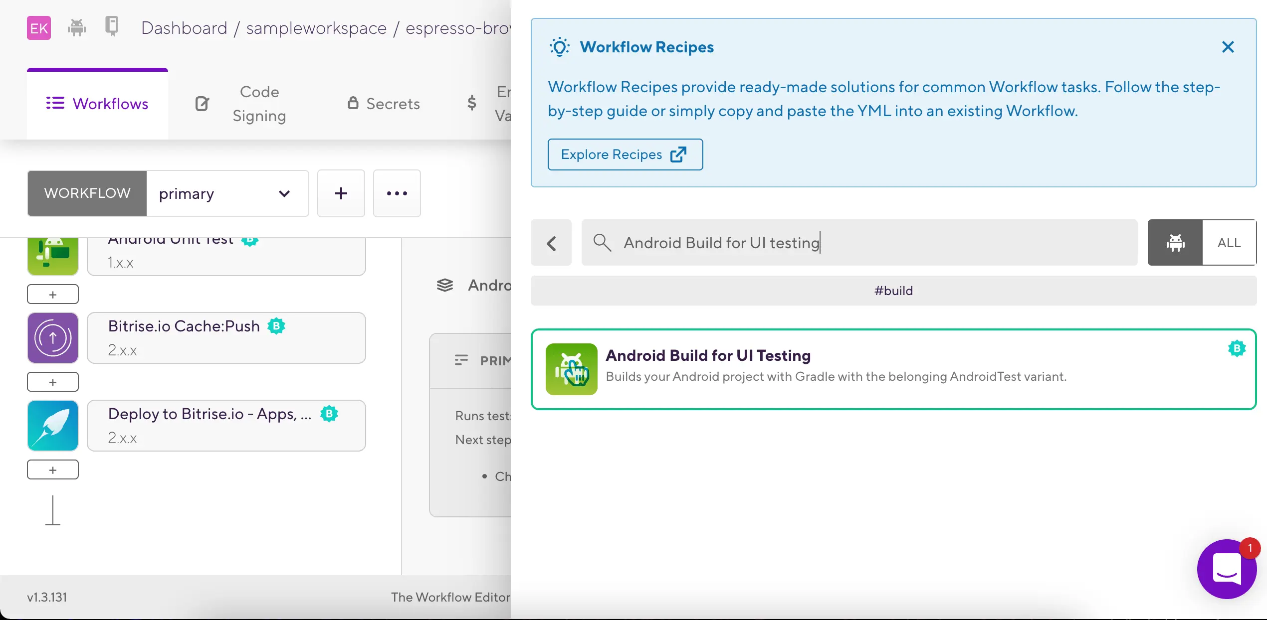 Add Android UI test step