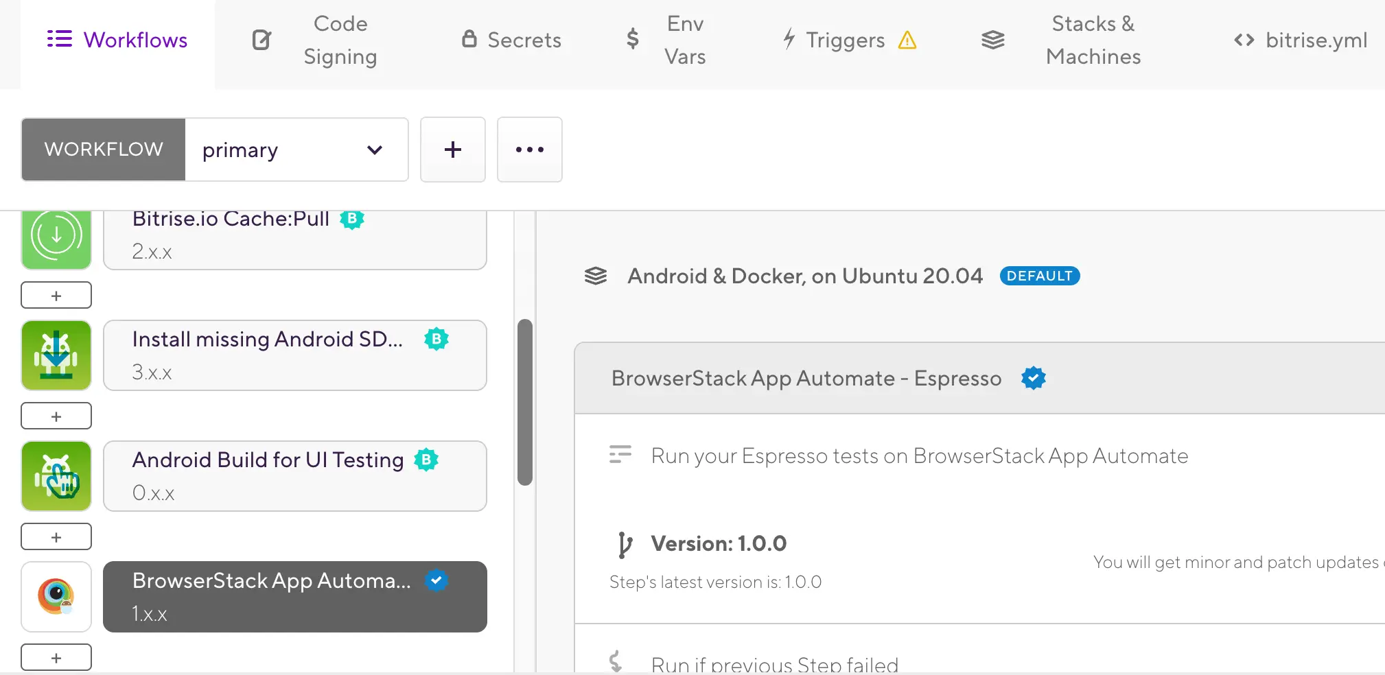 Steps in Bitrise