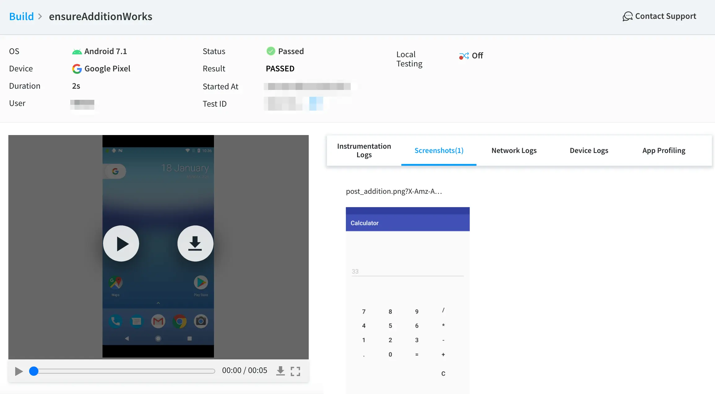 View screenshots for your test execution on dashboard