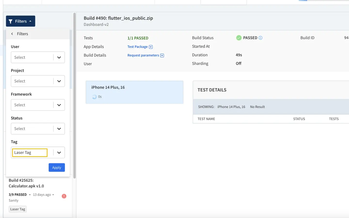 Organize tests using build tag