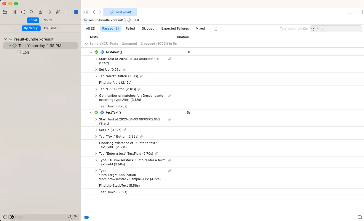 Xcode Result Bundle Snapshot