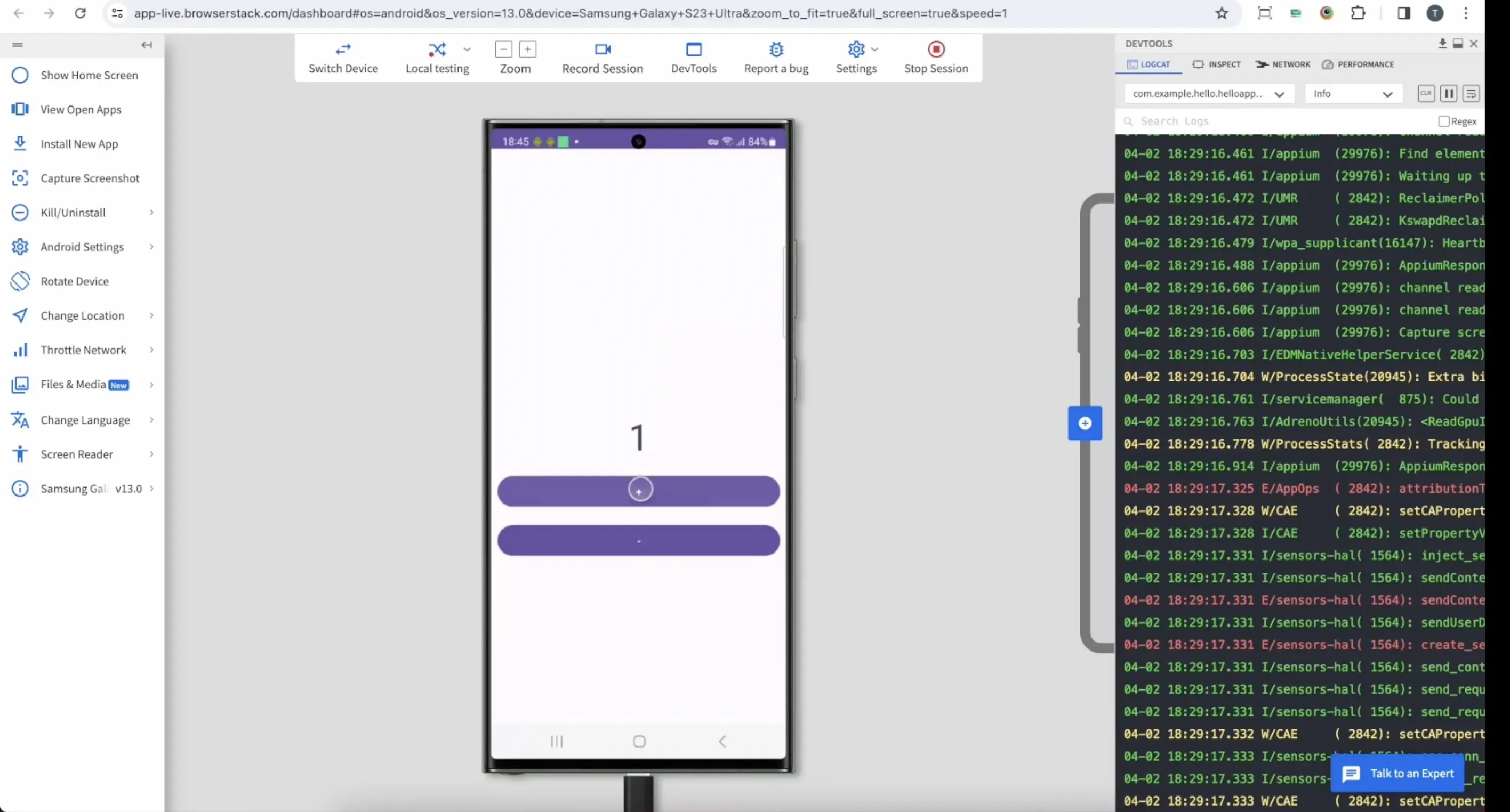Return to App Live and continue testing