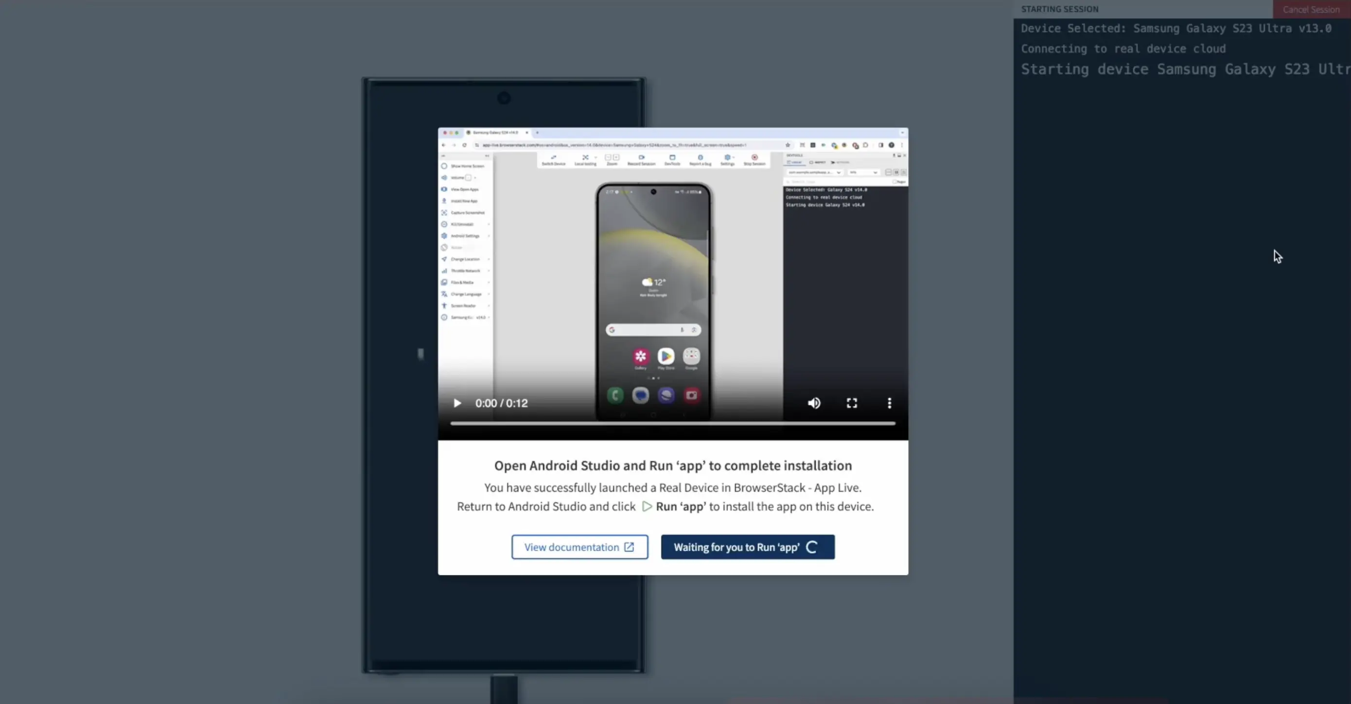 Return to Android studio