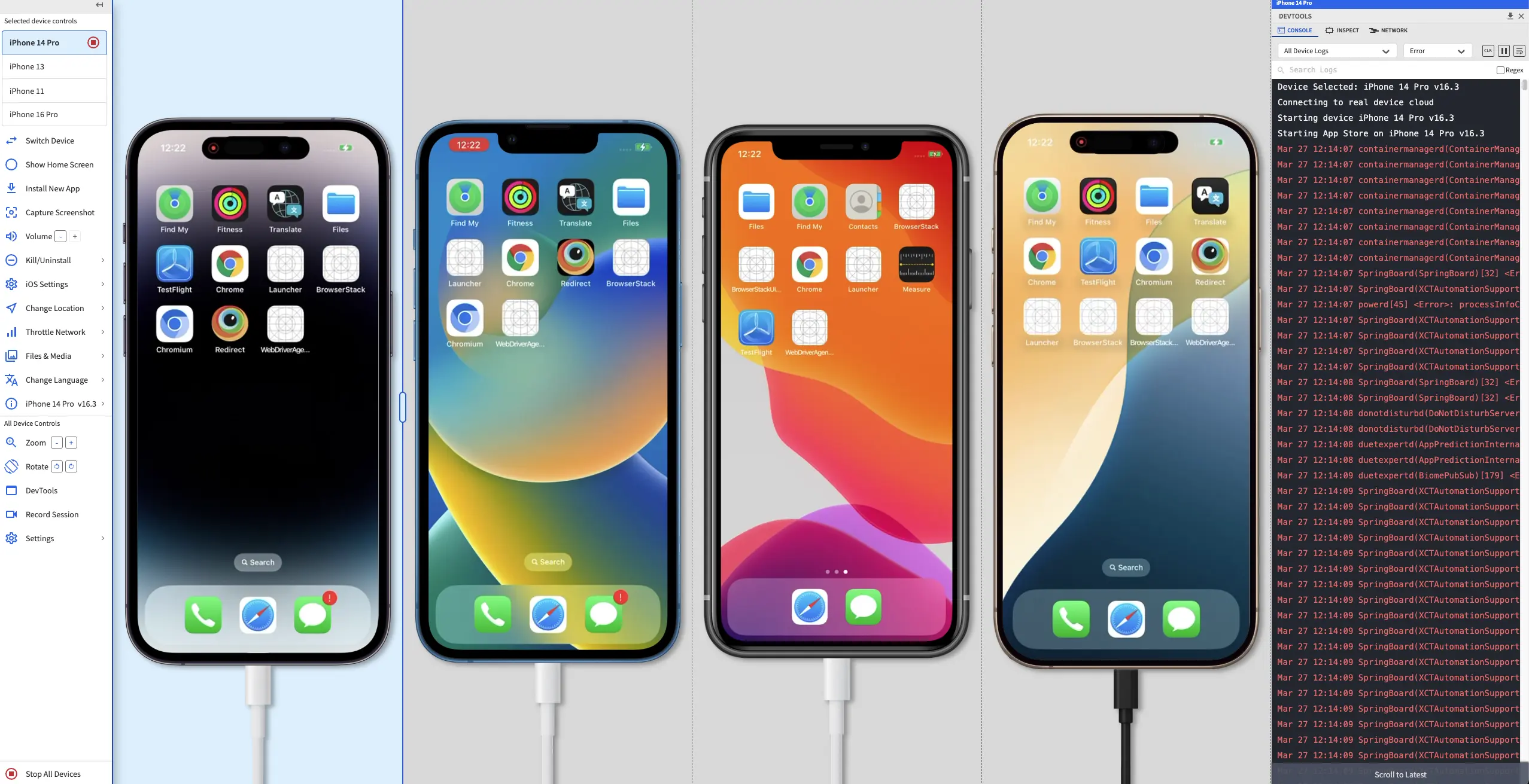 Select another Device-browser combination