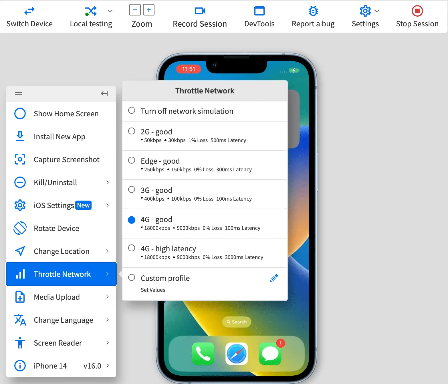 Set network profile