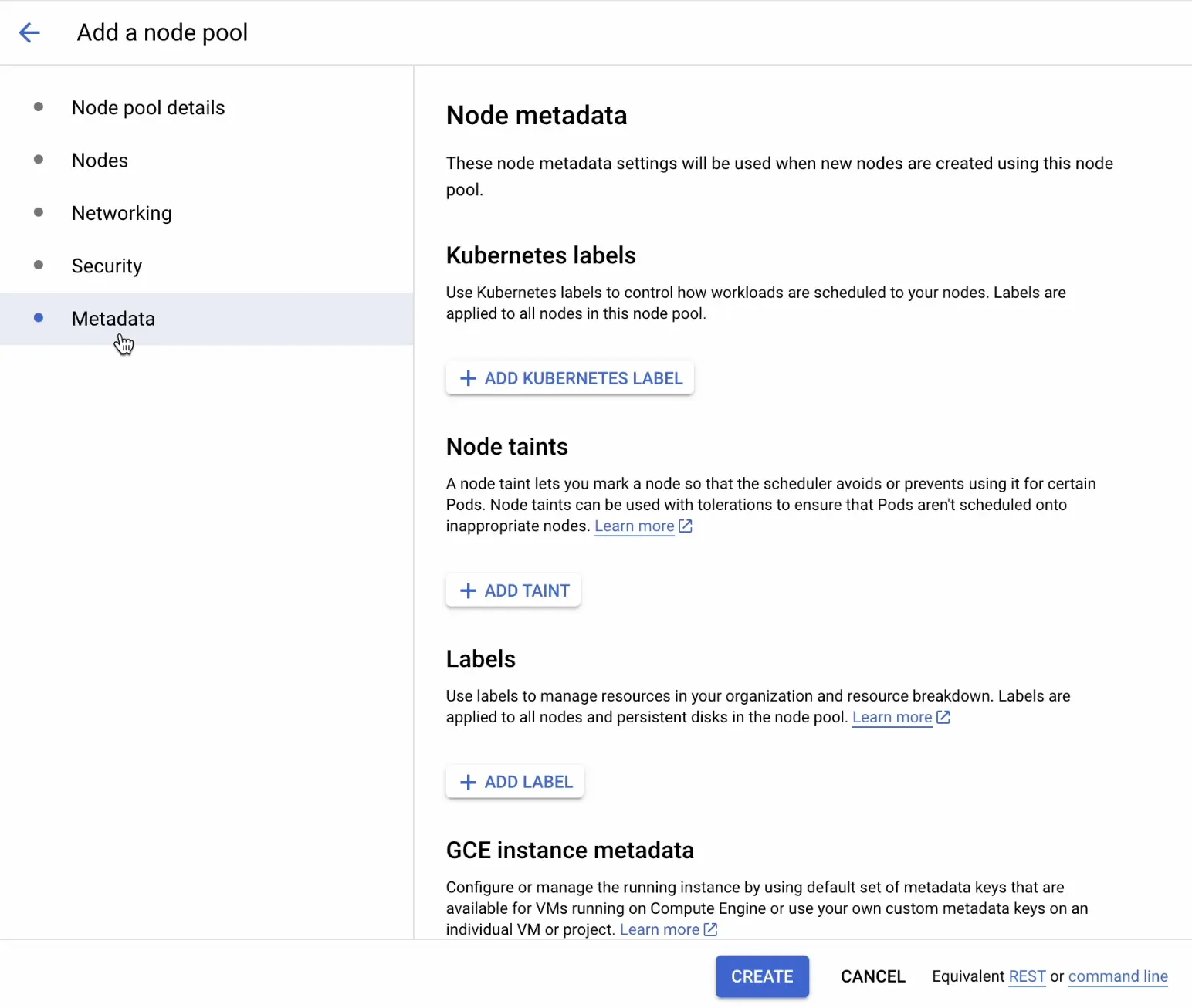 Create node pool