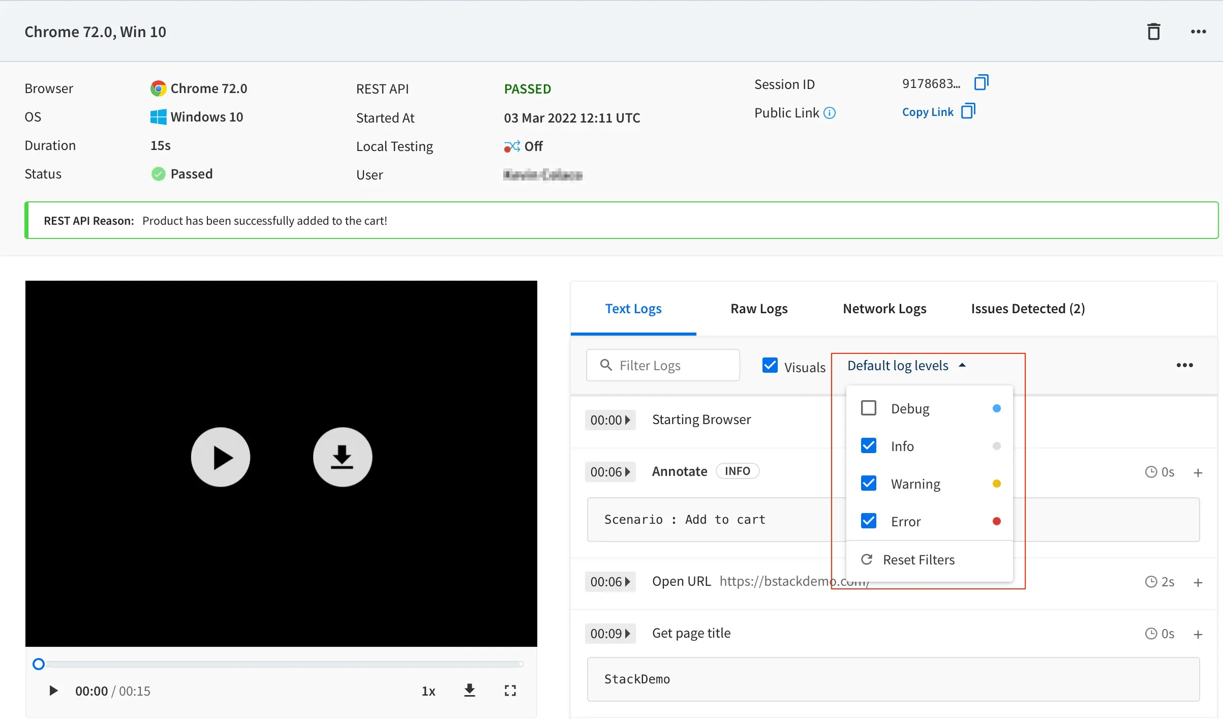 Console Annotation filtering