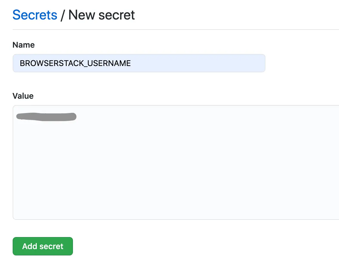 GitHub Actions Setting New Secrets
