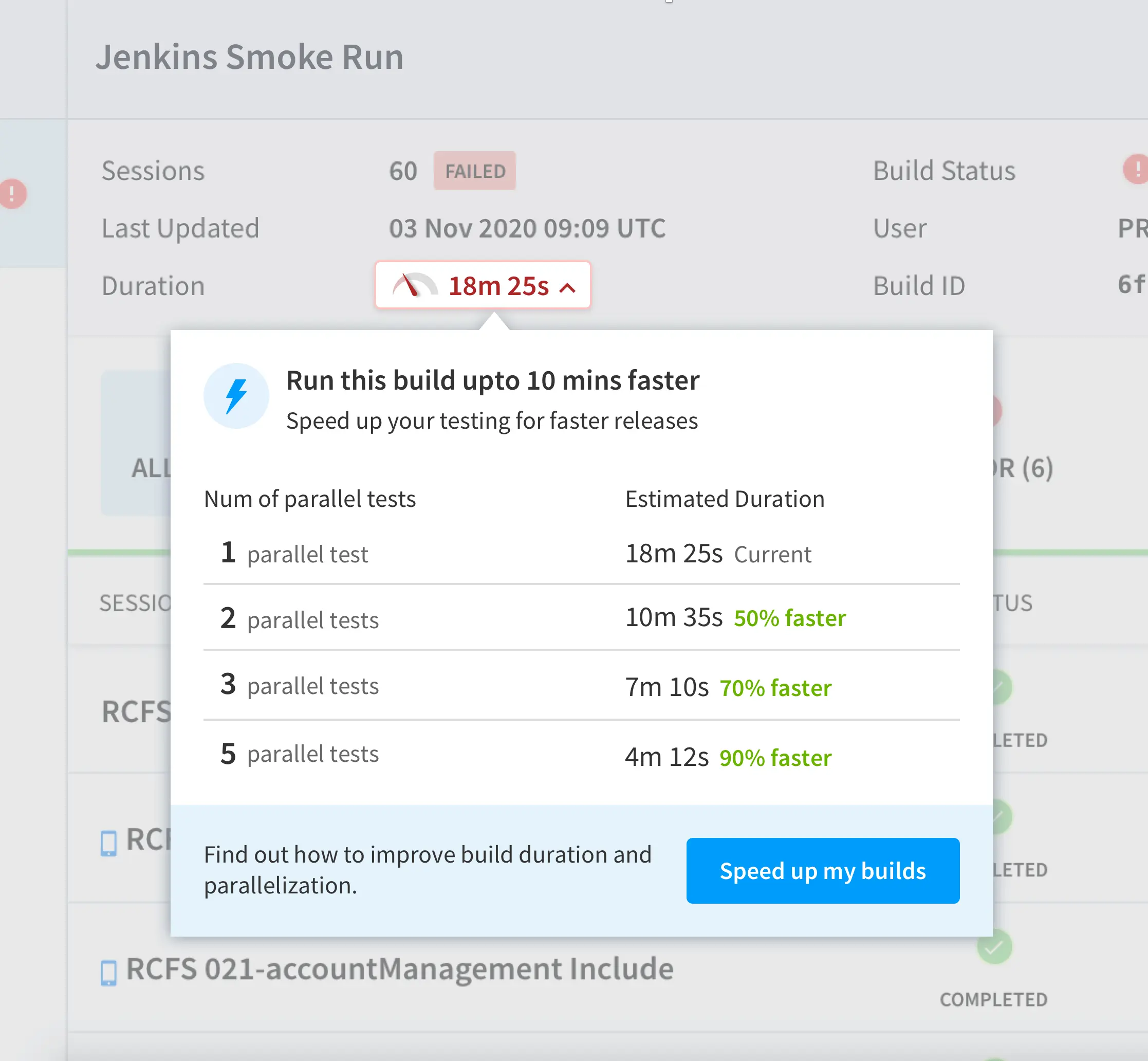 Analyze build execution time to suggest right number of parallels