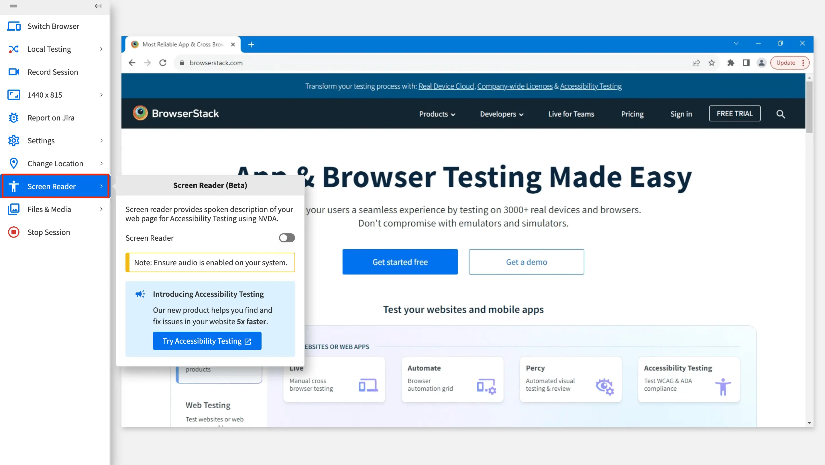 Accessing Screen Reader