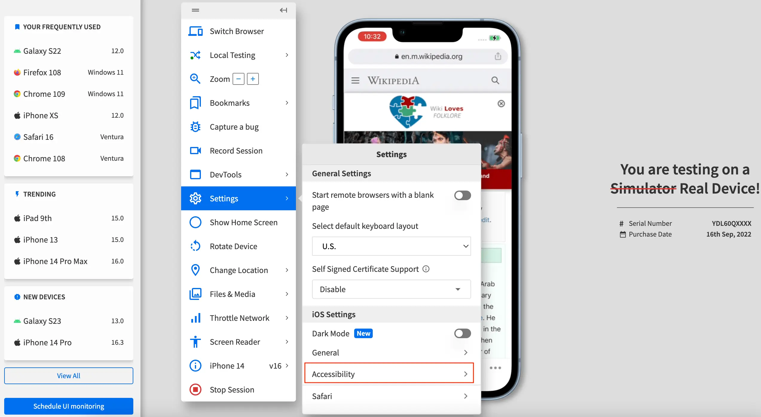 Select the Accessibility option