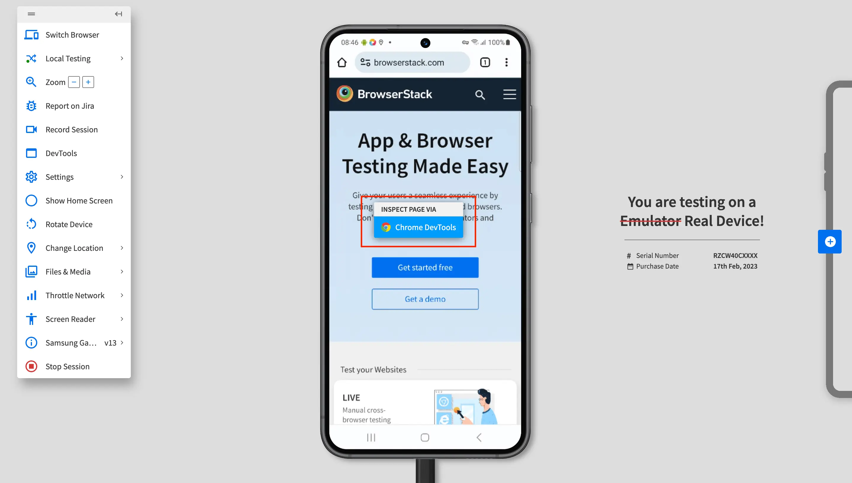 Open developer tools using inspect menu