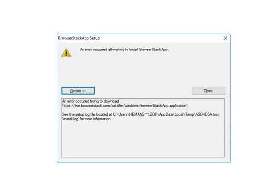 Failure to download Local app files during installation