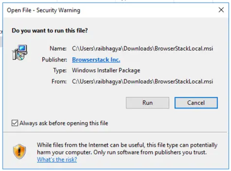 Security warning