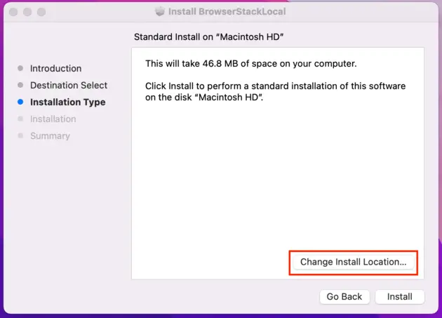 Change installation destination