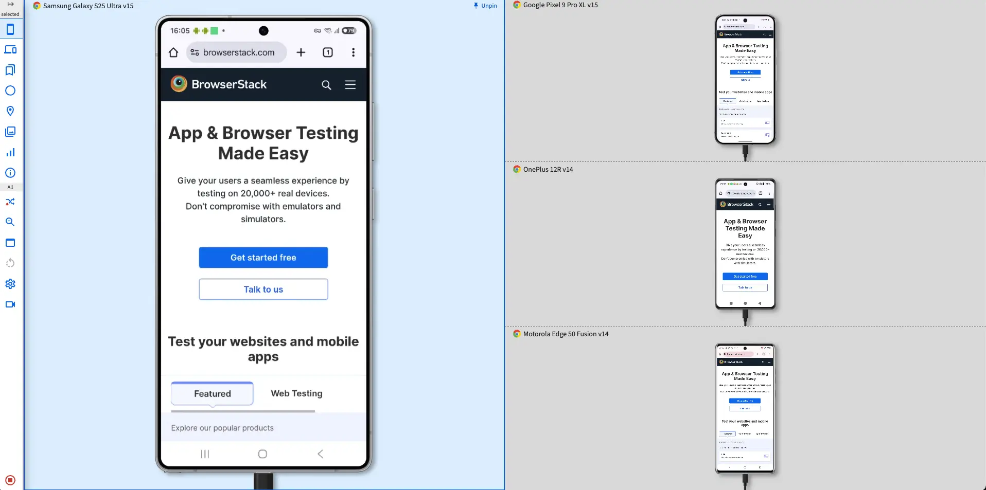 The dashboard with 1 pinned device on the left and 3 unpinned devices arranged in a stack on the right.