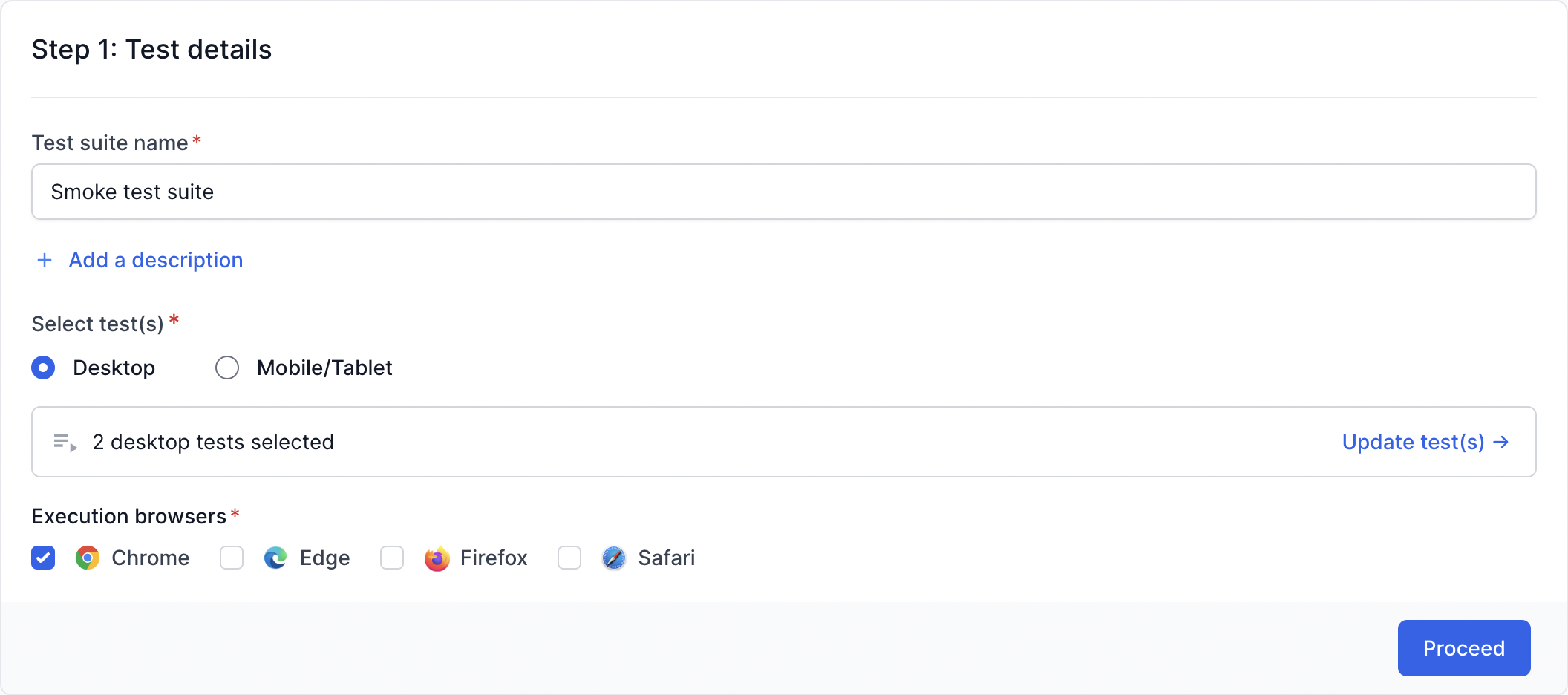 Select desktop browsers