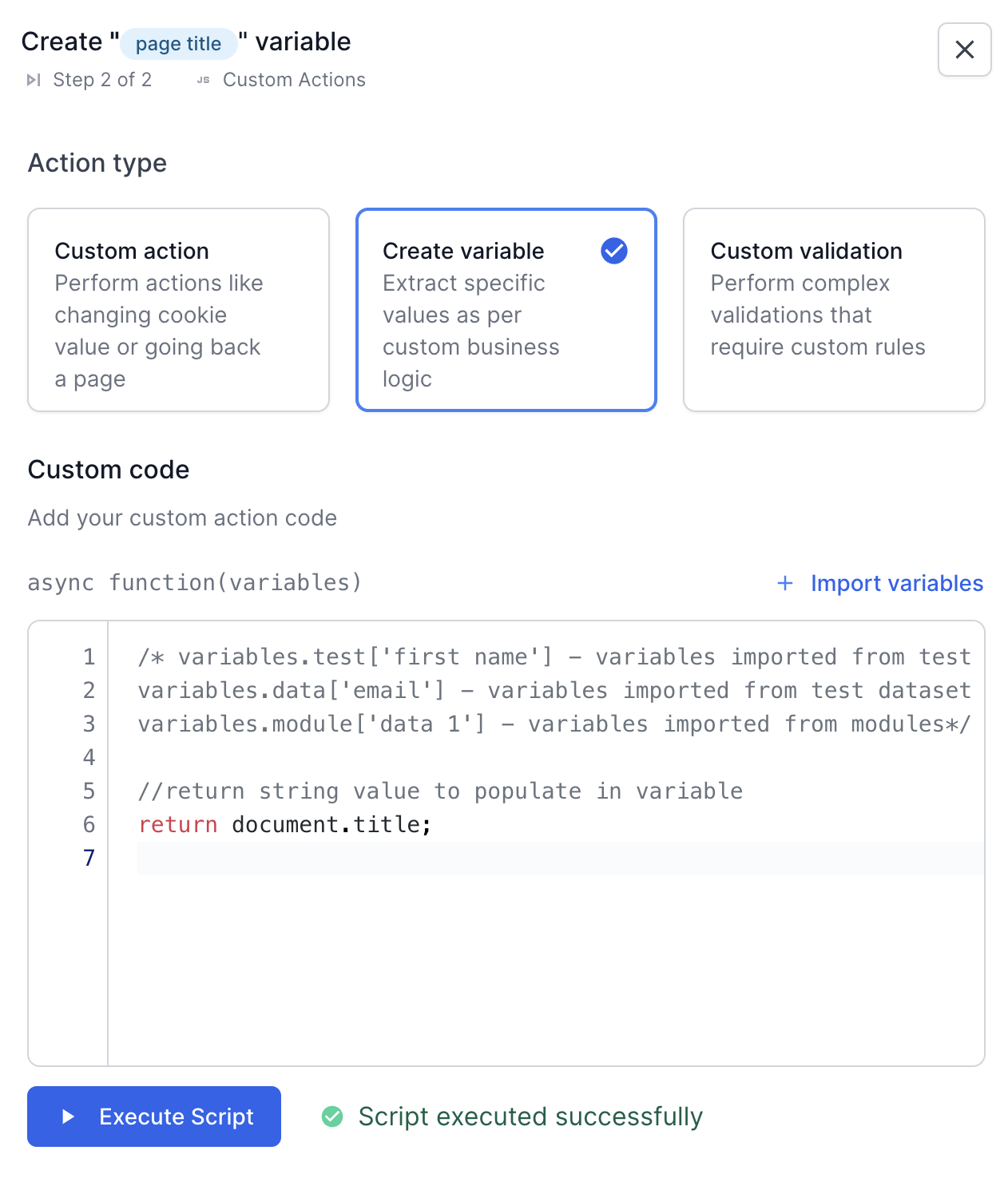 Create a variable using JavaScript