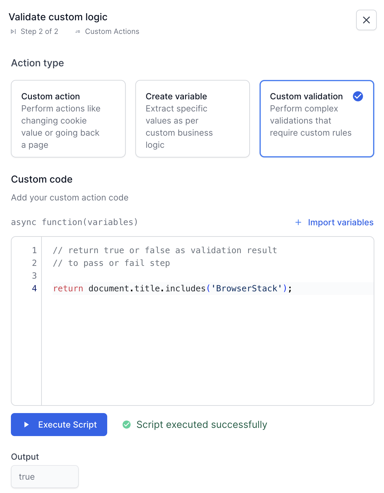 Add custom validation using JavaScript