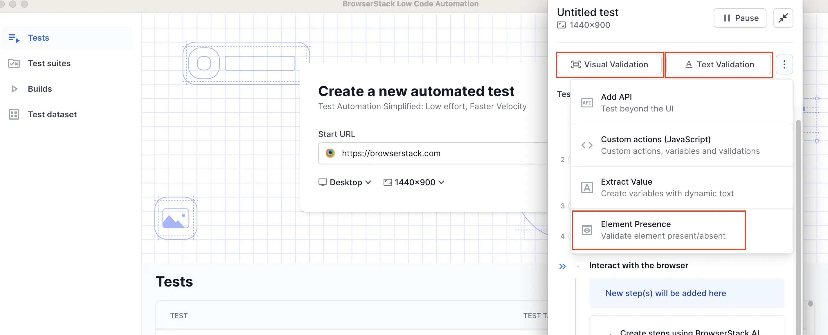 Add test validations
