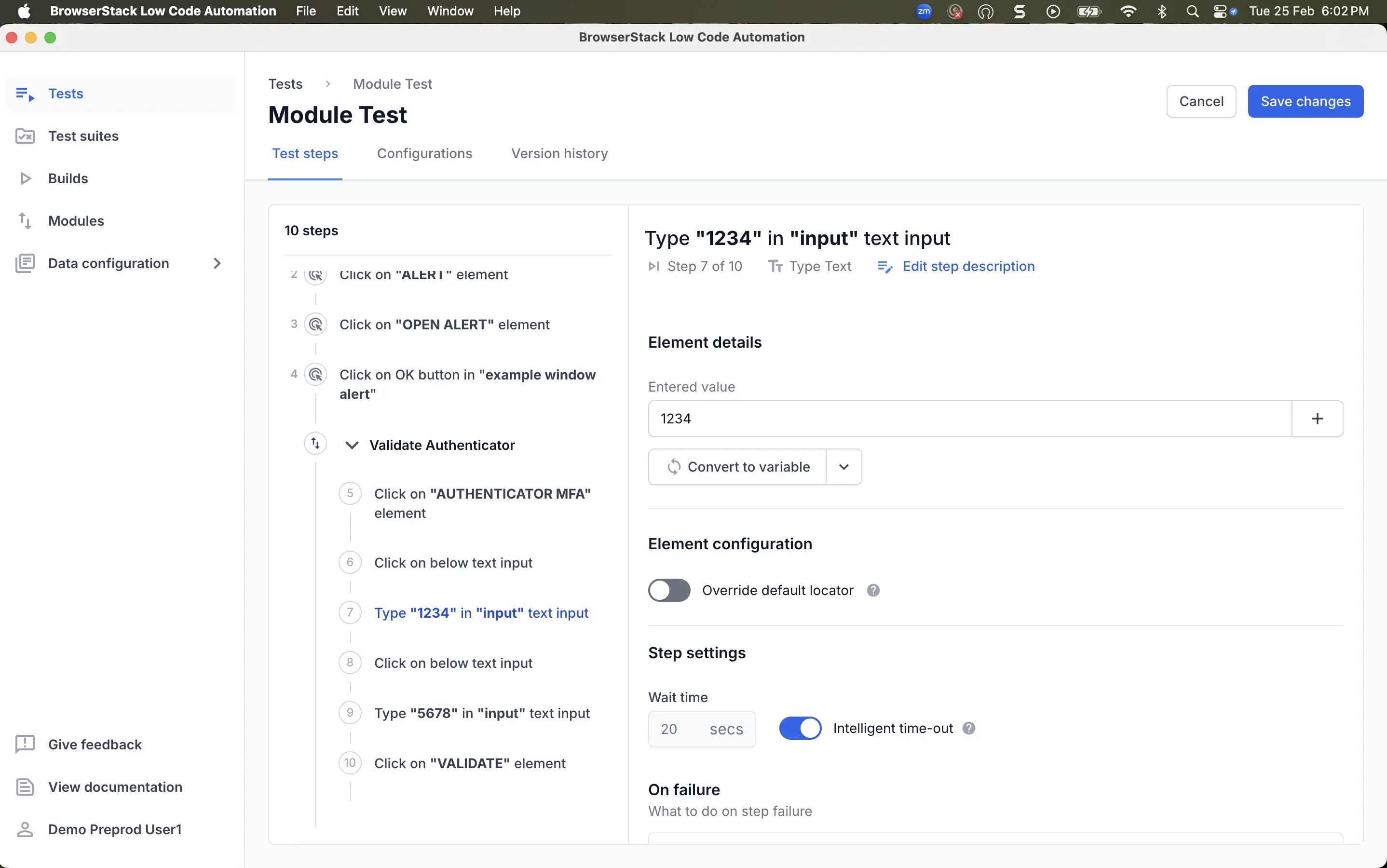 Edit a step in a module