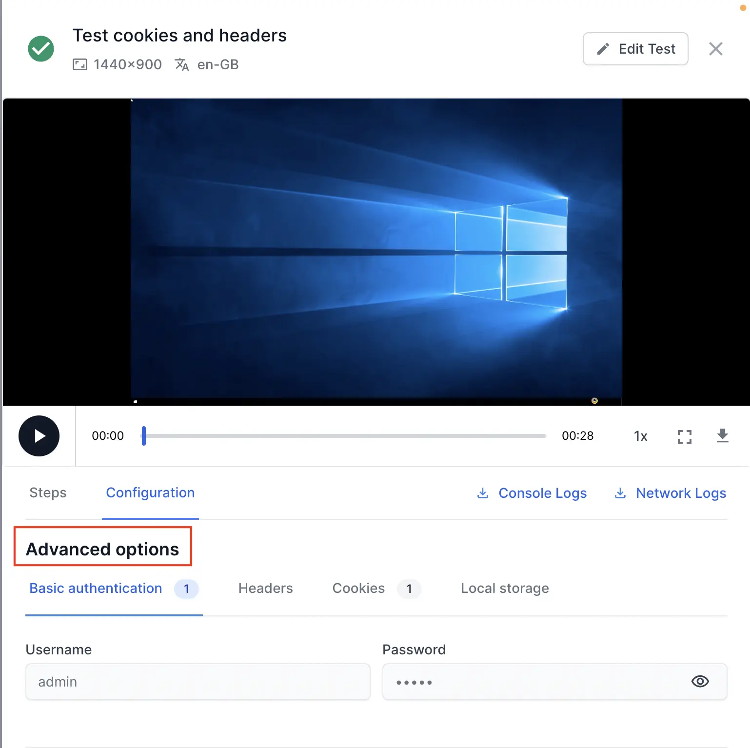 View advanced options for cloud execution