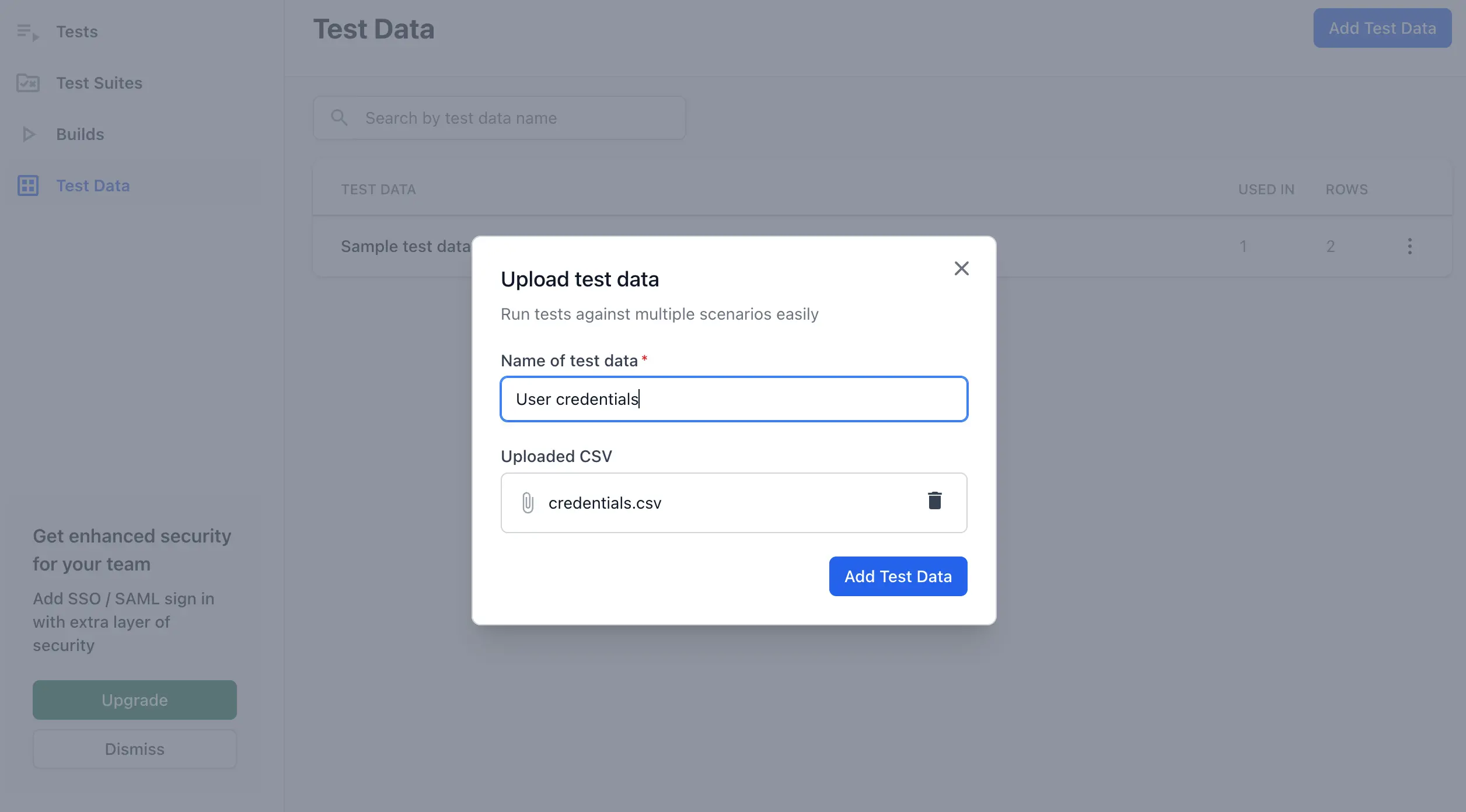 Name the test data