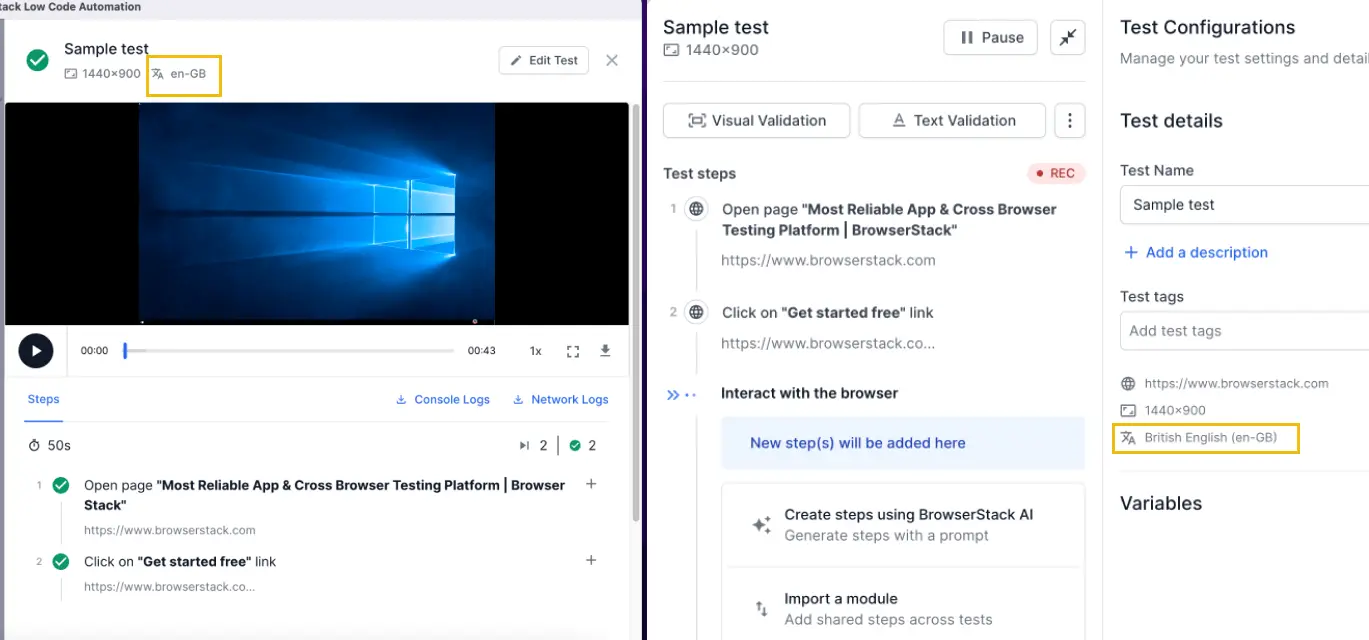 View the configured language and locale