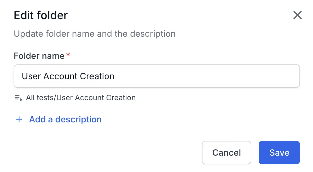 Edit the folder name and description