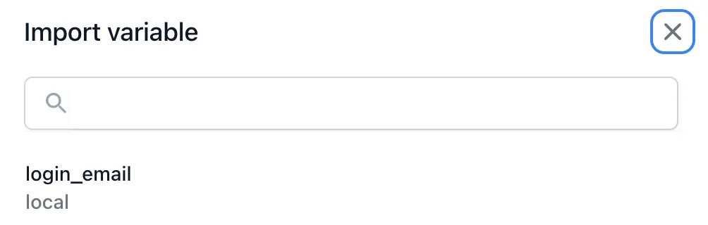 The import variable pop-up