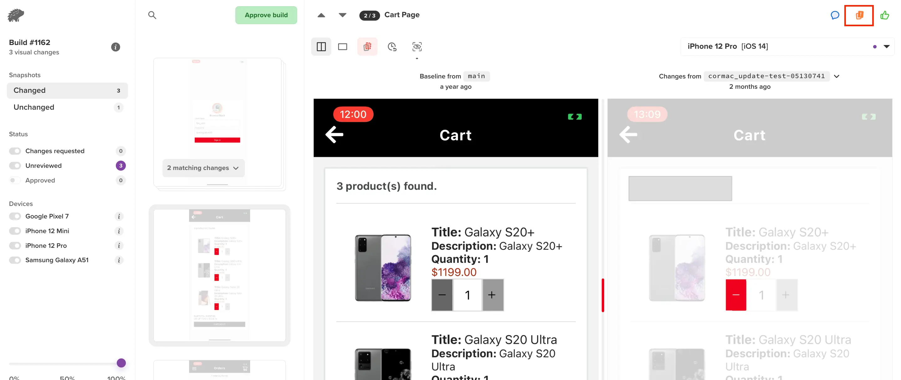 Request for review changes and approval