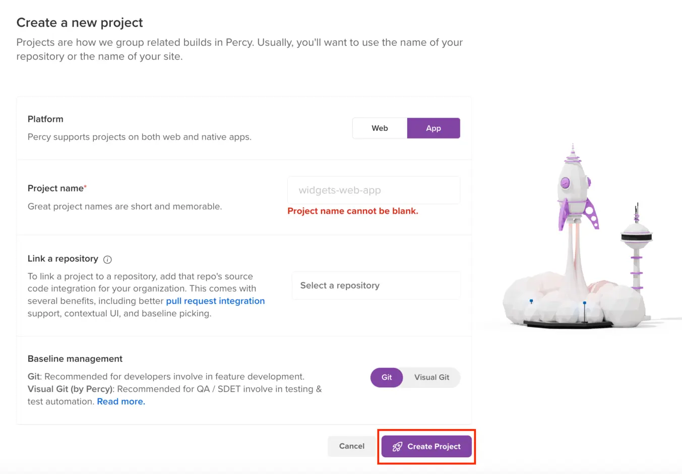 App Percy - Create Project
