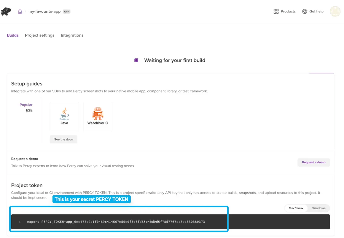 Create an App Percy project