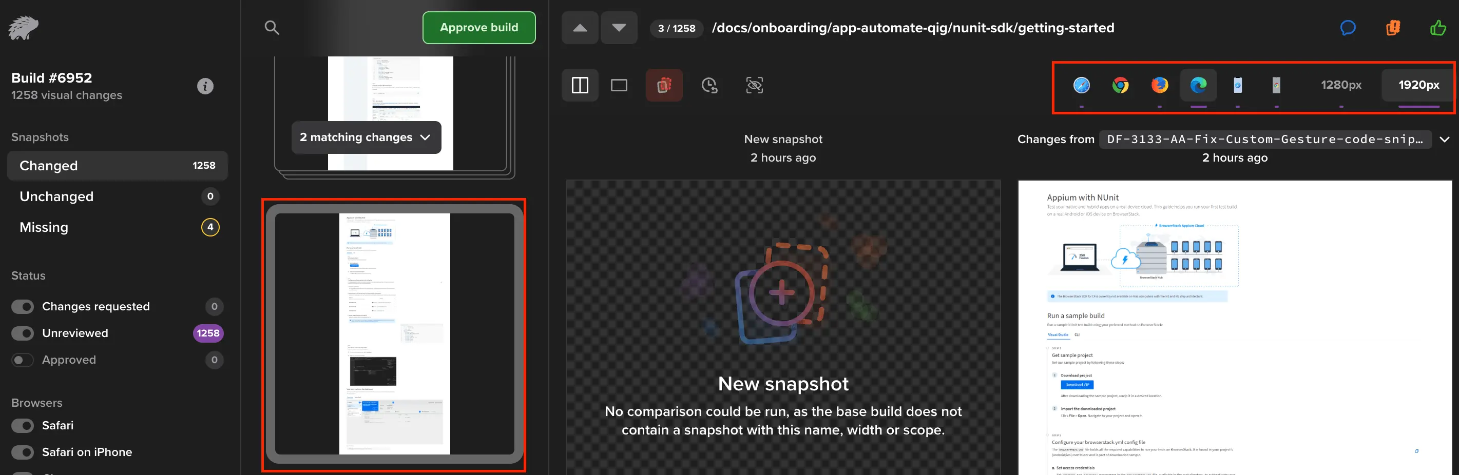 Select devices to view differences