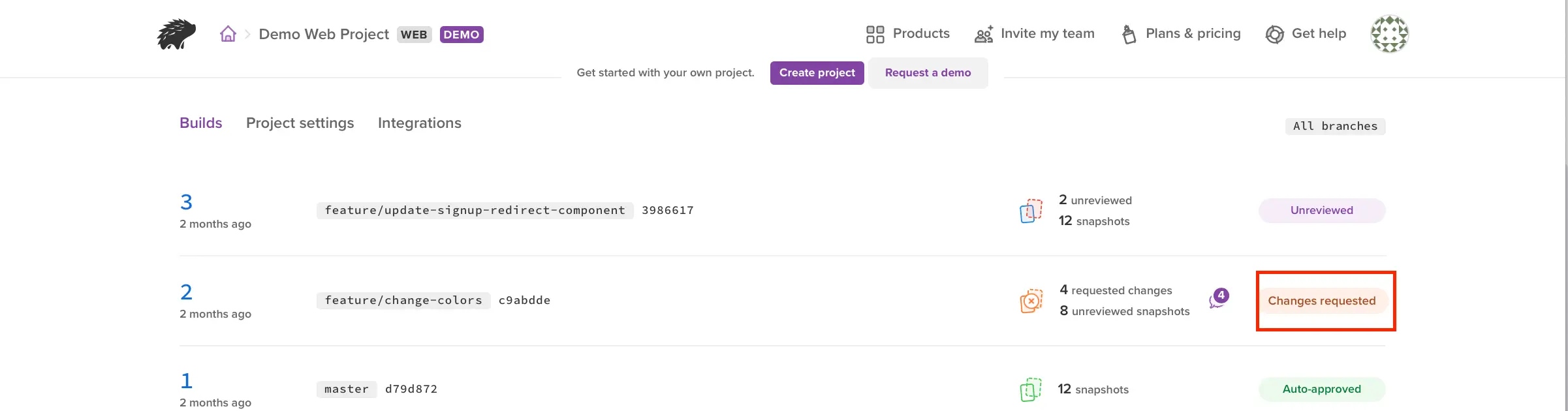 Request Changes - Build Status