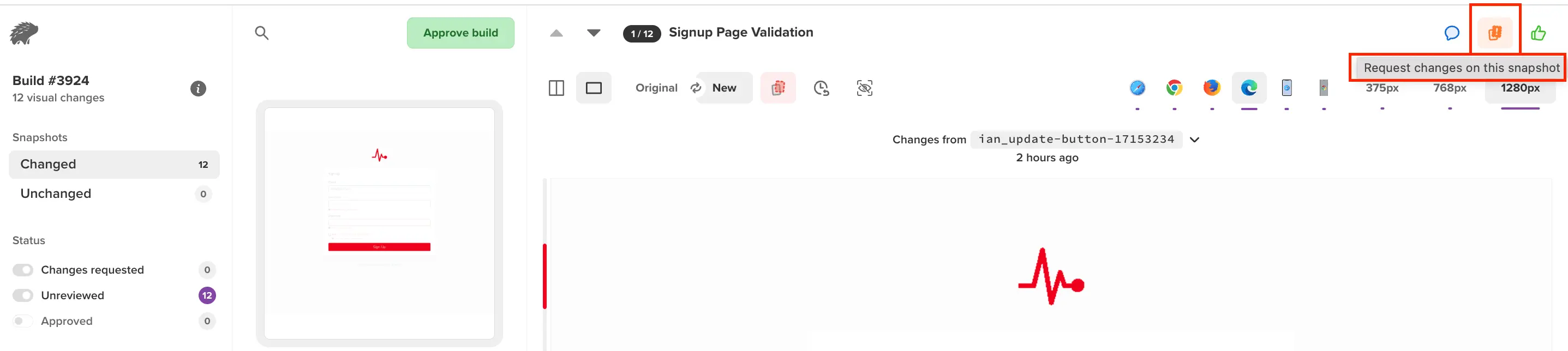 Request Changes for approving snapshots