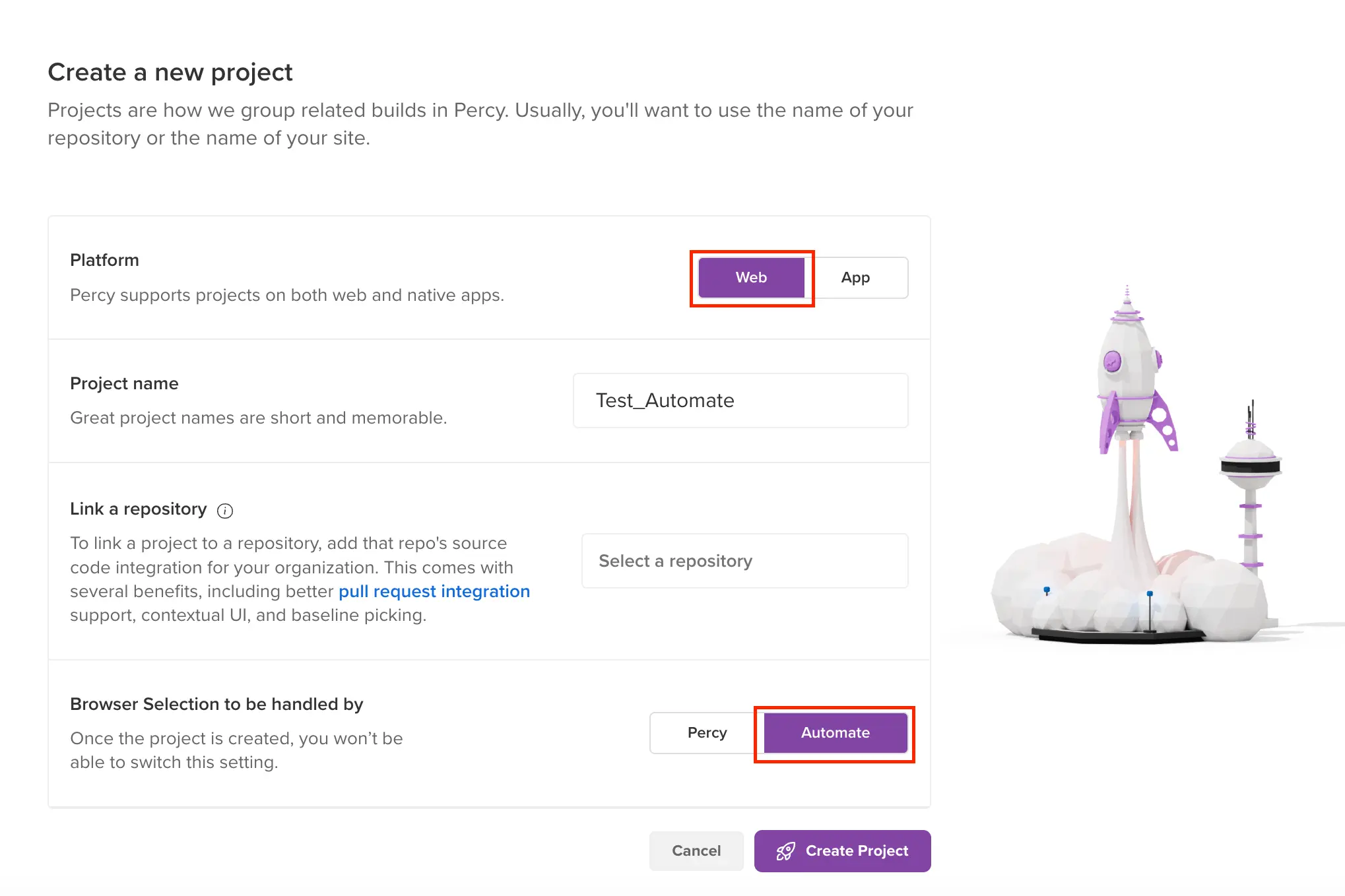 Select the type of project