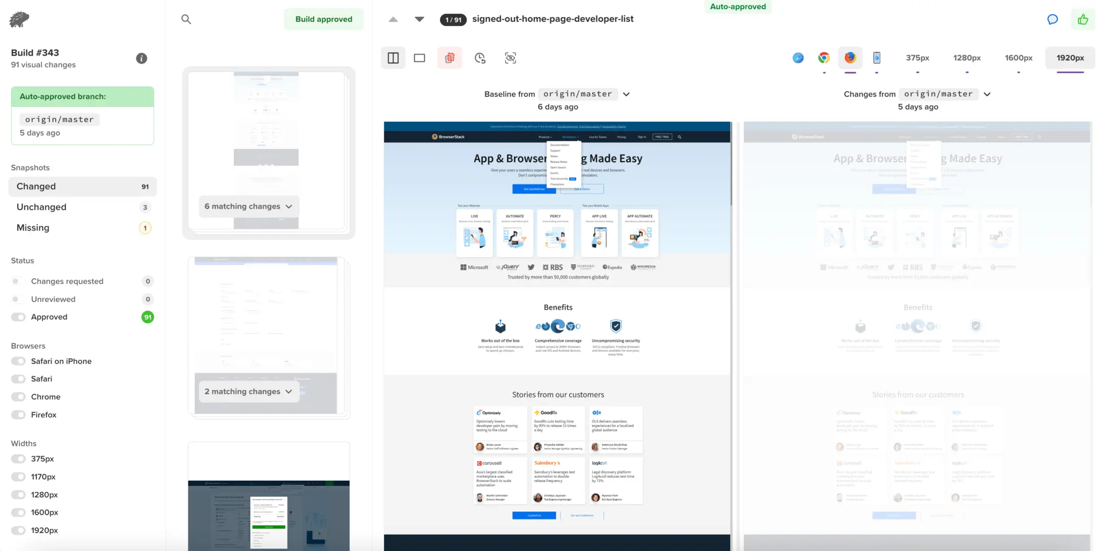 Dashboard showing snapshots and screenshots