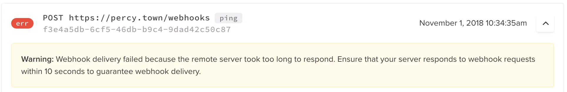 Webhook delivery - error