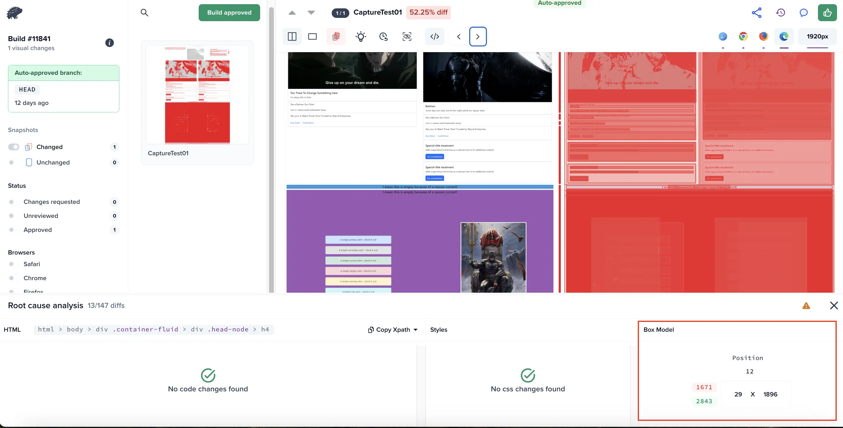Viewing position difference on review screen