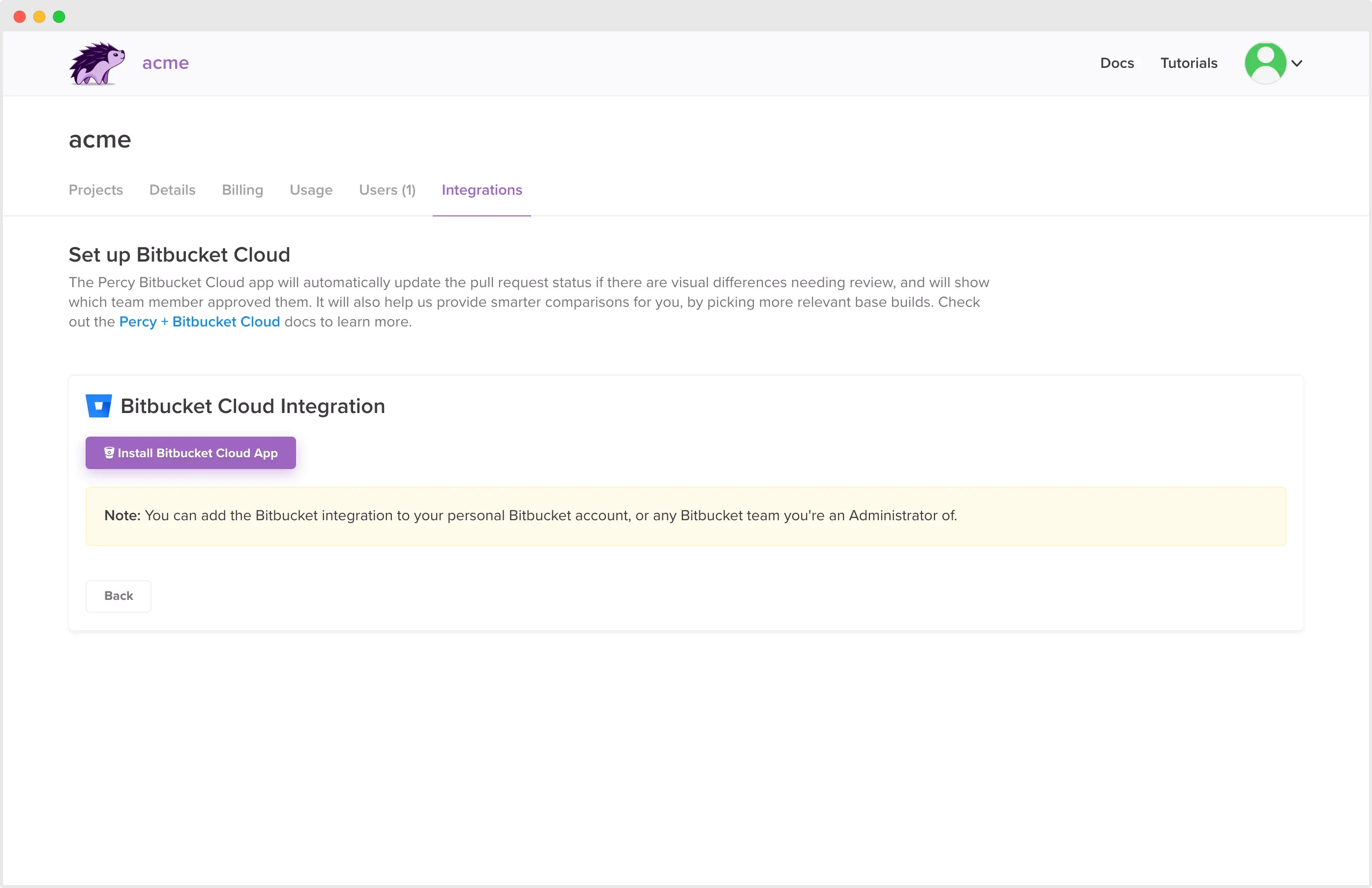 Install Bitbucket Cloud App