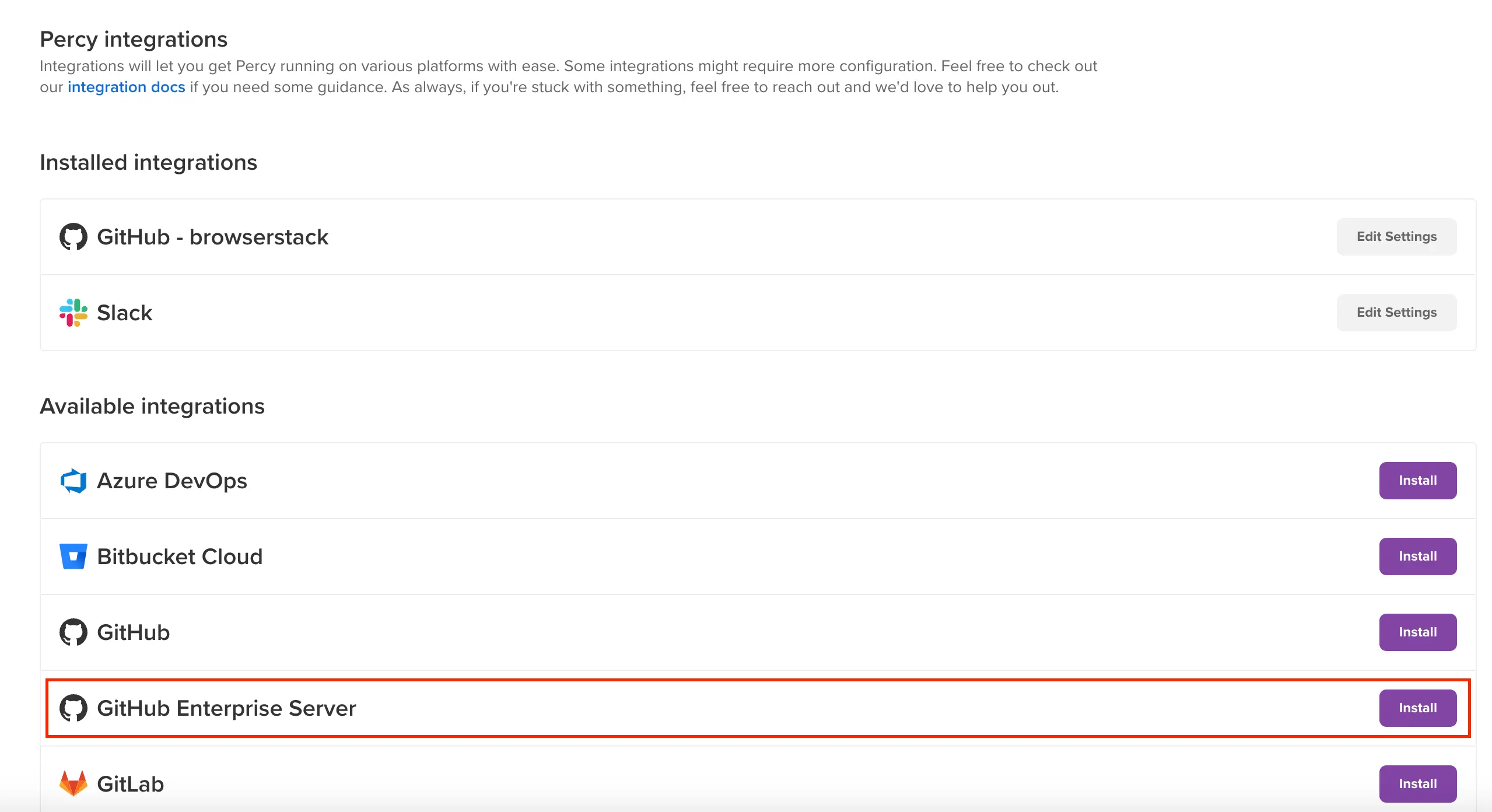 List of available integrations