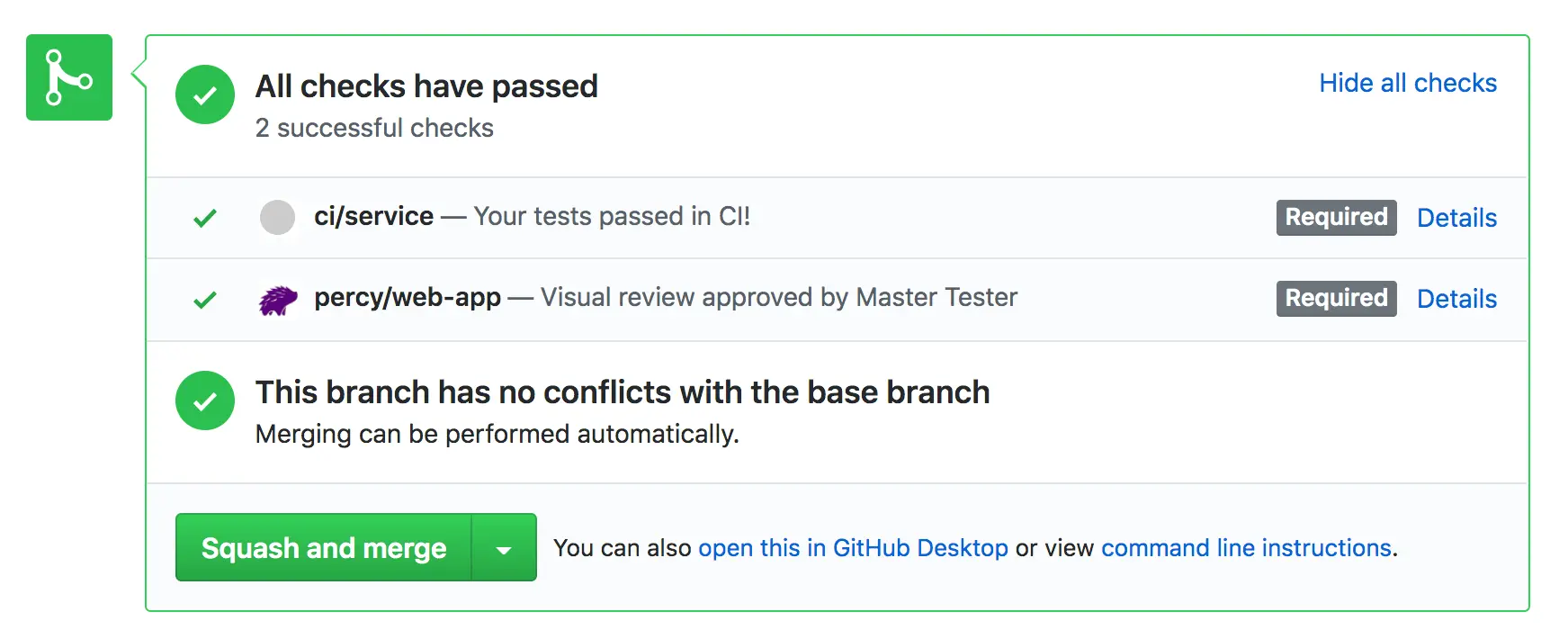 Image showing all checks were successful