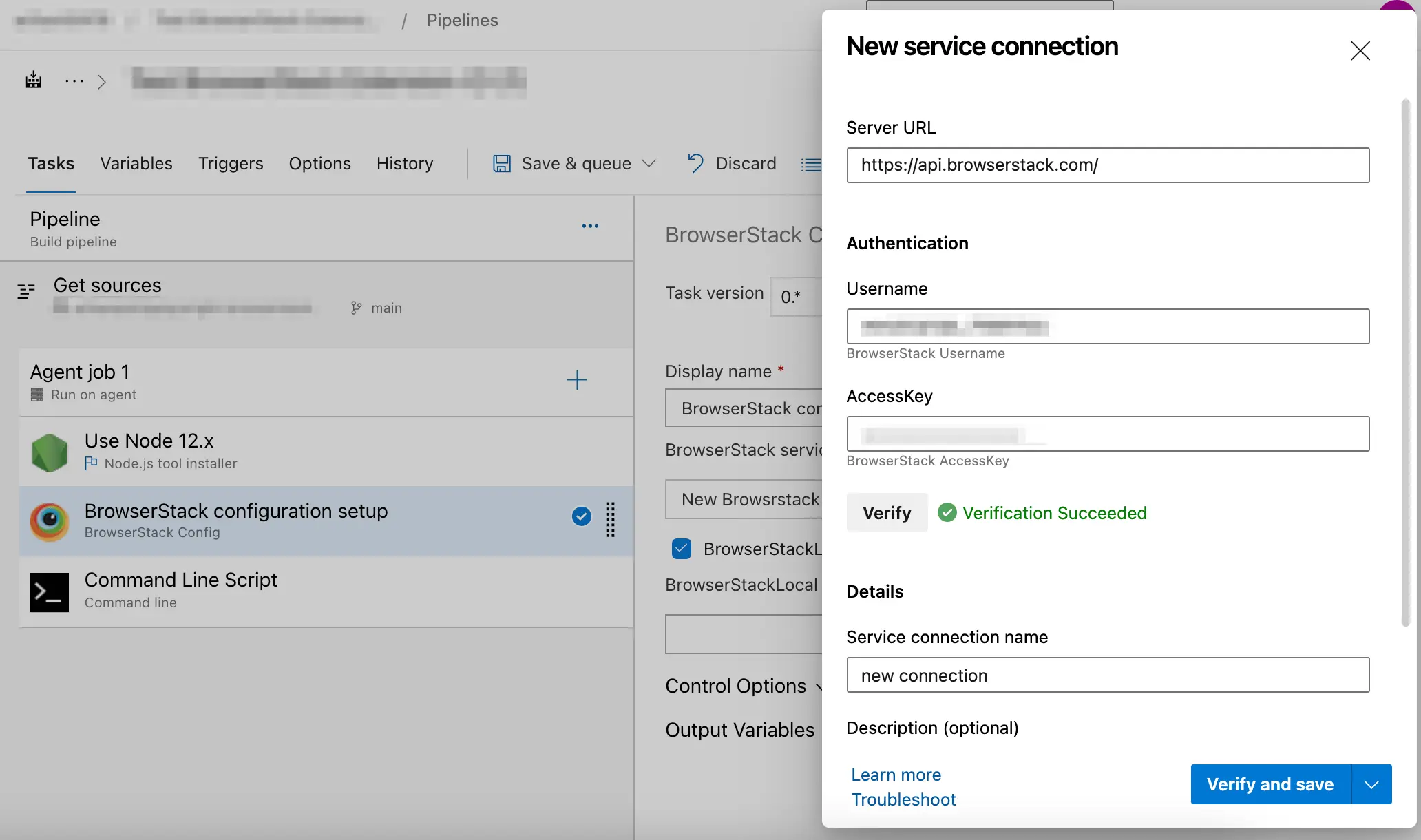 Service connection in classic editor