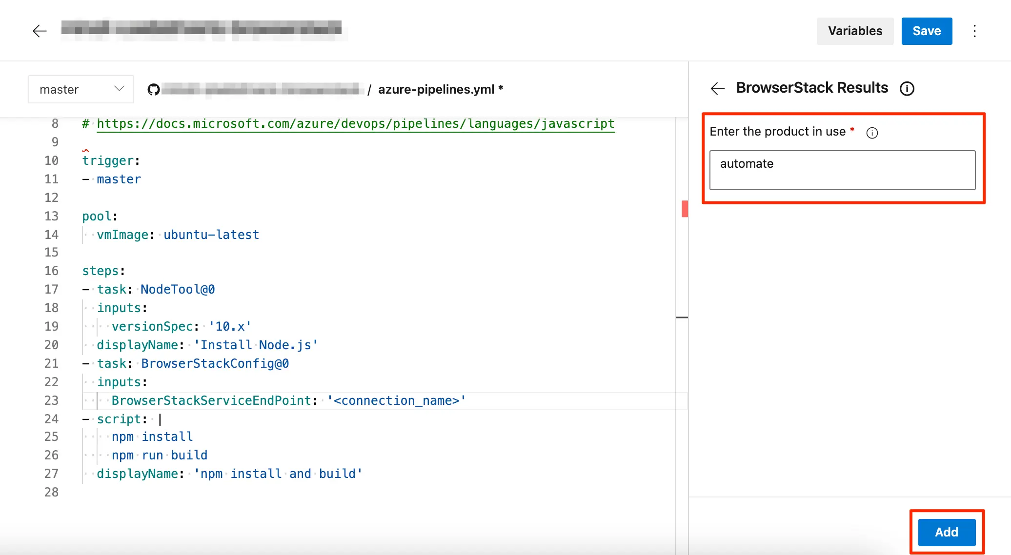 Add Results task in YAML