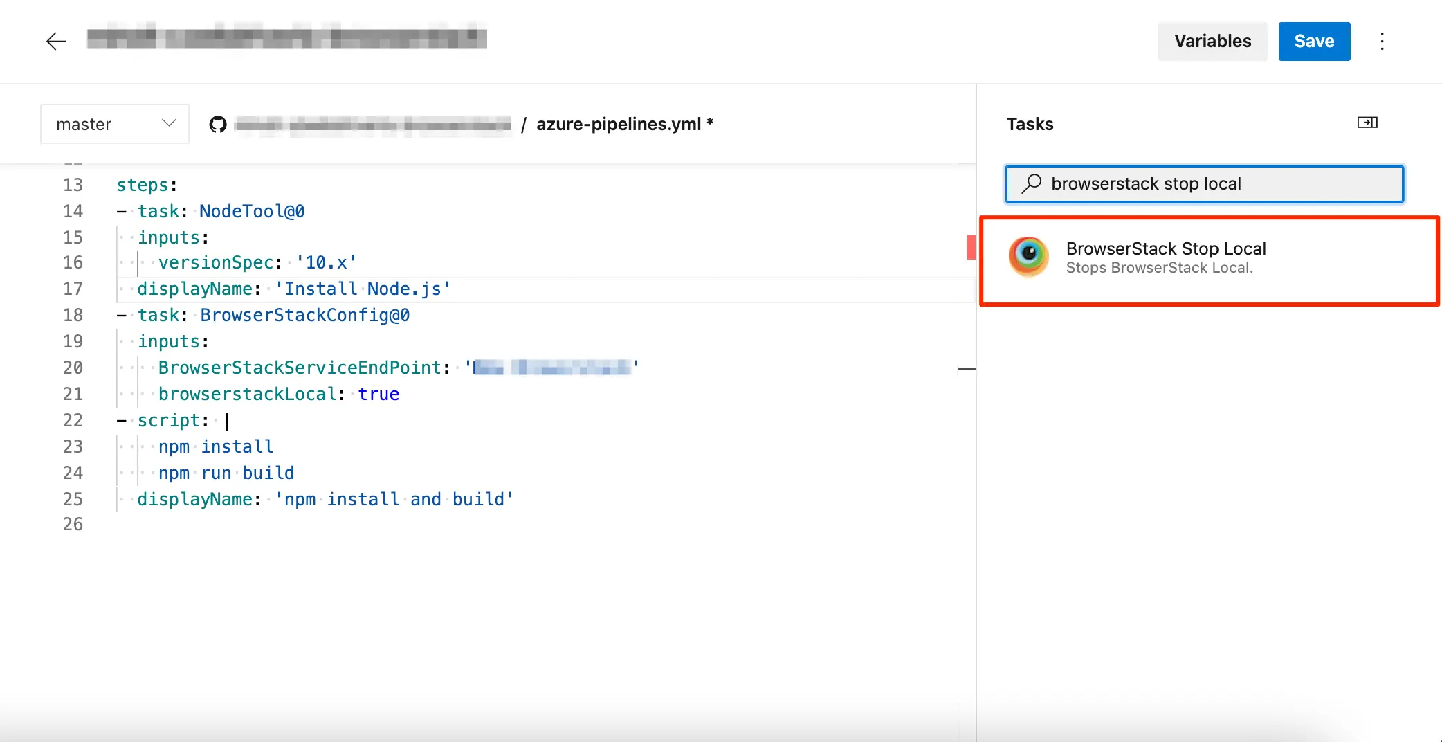 Add BrowserStack Stop Local in YAML